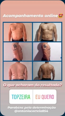 Antes e depois de paciente acompanhado online